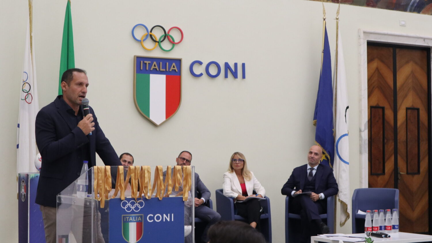 Fabrizio Loffreda, presidente della Lega Calcio a 8, durante la presentazione della Lega Calcio a 8 Unica