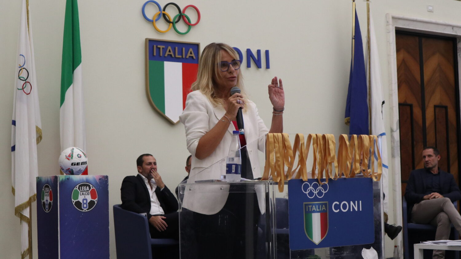 Maria Spena, componente del CdA di Sport e Salute SpA, alla presentazione della Lega Calcio a 8 Unica